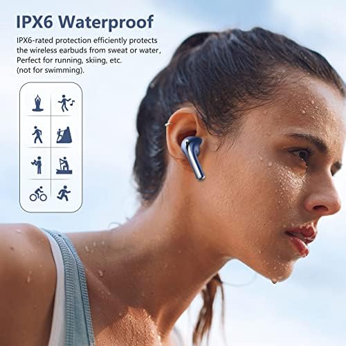 ZBC Bluetooth 5.3 ушни уши, откажување на бучава што се откажуваат вистински безжични ушни уши со 4 MIC, Hifi стерео бас во слушалки за уво,
