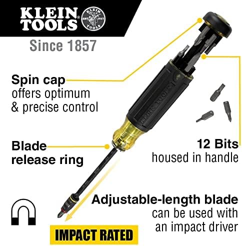 Klein Tools 56403 LED светло, Flashlight/Worklight & 32304 шрафцигер, 14-во-1 прилагодлив шрафцигер со приклучок за флип, драјвери