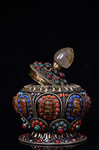 5 Тибетски храмови колекција Стариот природен кристал мозаик скапоцен камен скапоцен камен Jarар пагода кутија за складирање украс