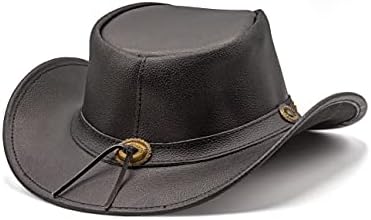Обликувана Надворешна капа Западен Стил Кожна Каубојска капа За Мажи И Жени Широк Раб Гроздобер Стар Стил