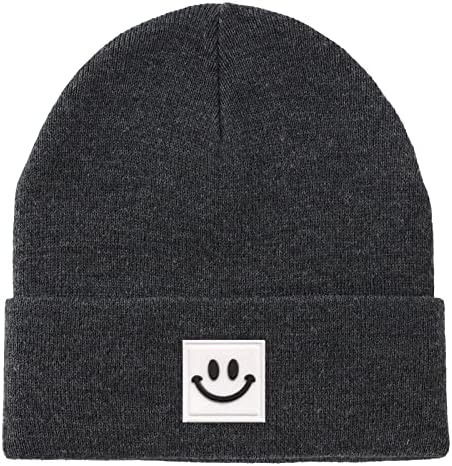 lycyse beanie капи за жени мажи плетете топла зимска капа со насмевка лице унисекс мек манжетен акрилик гравчиња ски -капа капа капа