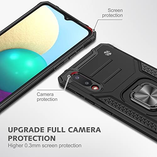 Ultra Slim Case компатибилен со Samsung Galaxy A02 Телефонски случај со Stand PC и TPU Телефонски случај силен заштитен случај