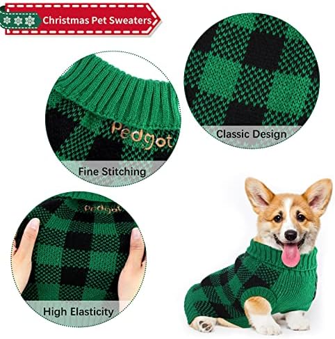 Pedgot 2 парчиња миленичиња Божиќно џемпер куче Божиќно облека за облека за зимски класичен карирана трикотажа за Божиќни зимски празнични