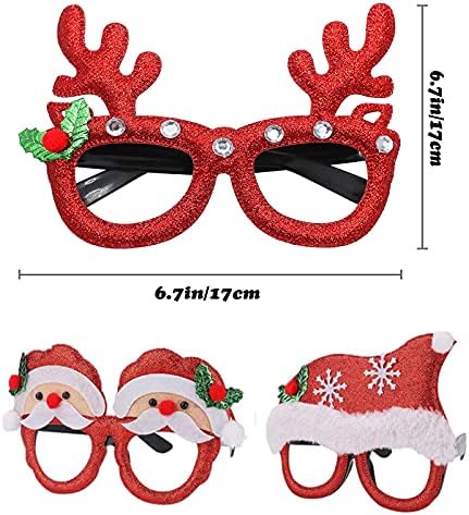 LTGICH 12 парчиња Божиќни очила за Божиќни очила за погледна забава Божиќни декорации за очила за очила со 12 дизајни за Божиќни