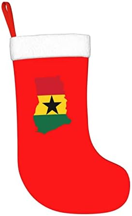 Мапа на знамето на Cutedwarf на Гана Кристама чорапи Божиќни украси на дрво Божиќни чорапи за Божиќни празнични забави подароци 18-инчи
