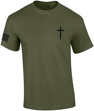 Менс христијански кошула вера крст Крест Американски маички со ракав маица графички мета