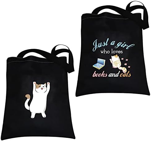 Само девојка која сака книги и мачки подароци за шминка торба за мачки и lубител на книги, смешно читање подароци козметичка торба