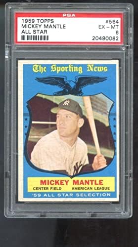 1959 Топс 564 Мики Мантл Ол-Стар Спортски Вести ПСА 6 Оценето Картичка Млб-Плоча Бејзбол Картички