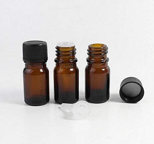 Шишиња за есенцијално масло од килибар од 6 парчиња со редуктор на отвори и црна капа празен козметички парфем ароматерапија сад
