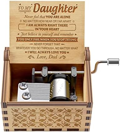 Доптичка дозвола врежана музичка кутија - најдобар подарок за вашата ќерка - секогаш ќе ве сакам роденденски идеи за подароци за Божиќ