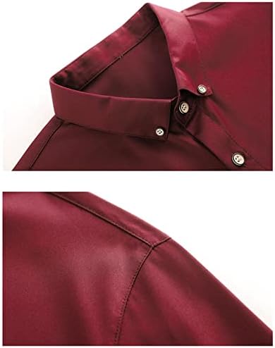 Шак Бренд Свилен цврста формална Поло кошула деловна класична облека со долги ракави, копче надолу за не-пеглани врвови ekeеке-dg