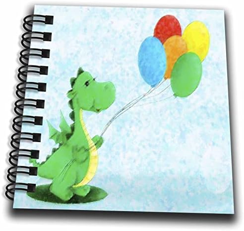 3дроза Слика На Зелен Диносаурус Со Пет Балони Во Боја Насликани. - Цртање Книги