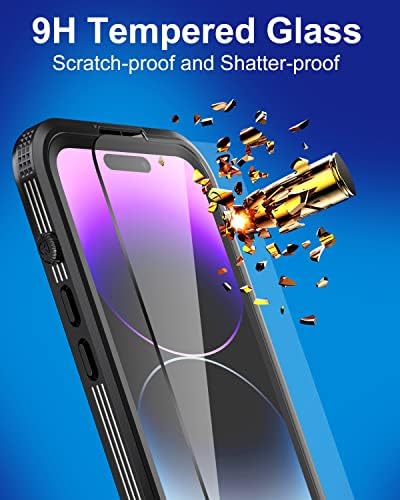 WIFORT iPhone 14 Pro Max Водоотпорен Случај-Вграден [9h Калено Стакло] Екран &засилувач; Заштитник На Објективот На Камерата [Компатибилен
