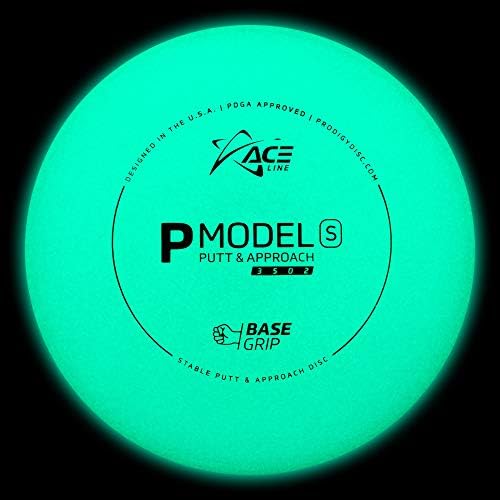 Prodigy Disc Ace Line BaseGrip Glow P Model S | Стабилен дискови за голф за голф | Сјај во темница | Директен лет и суптилно избледување | Боите