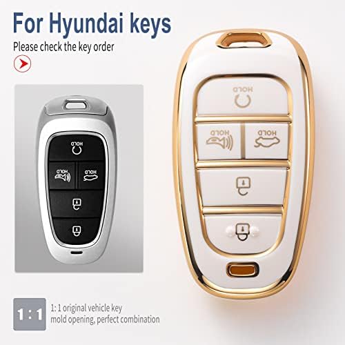 Tcuisuy компатибилен со капакот на Hyundai Key FOB, TPU 360 Stee Car Key Count Case Case со клуч за прицврстување компатибилен
