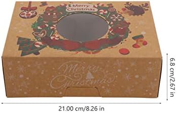 Контејнери за леб од хемотон 12 парчиња кутии за Божиќни колачиња Крафт хартија крофни кутии за бонбони, божиќни кутии за третман