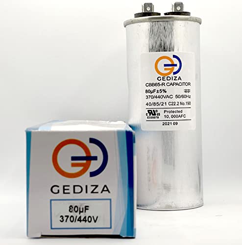 Gediza 80 UF ​​80 MFD ± 5% 370/440V RUN ROUND CONDER CANTER за HEVAC, A/C за кондензатор директно ладно или AC мотор и вентилатор
