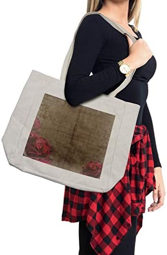 Торба за купување на Викторија Викторија, уметнички дела со рози украсна рамка на слика Носталгичен гроздобер цвет стил, еколошка