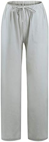 Жени летни панталони проточни панталони за нозе Класичен глуварче печати летни џемпери палацо панталони памучни постелнини панталони сиви