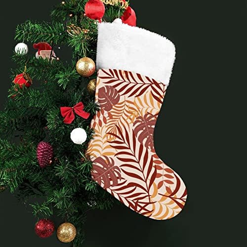 Тропски палми лист црвен божиќни чорапи за домашни украси за домашни дрвја за обесени чорапи што висат чорапи