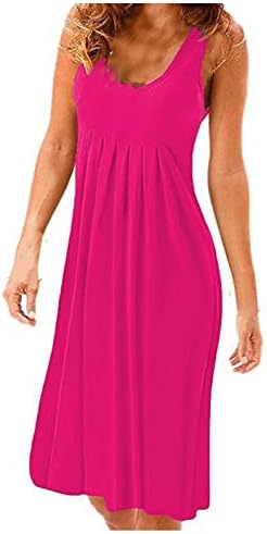 Зефотим летни фустани за жени 2023 против вратот шпагети ленти Обичен цветен плажа Сонце маица фустан
