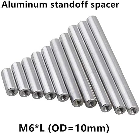 Алуминиумска цевка Ateyc, 5 парчиња M6 алуминиумски пост прачки M6 алуминиумски тркалезни простории за вселенски простории d = 10mm
