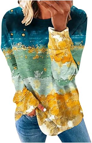 Cuteенски симпатична екипаж за џемпери на Pimoxv, моден текстура за печатење, пад на тунични врвови со долги ракави, ретро лабава