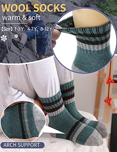 Anlisim деца мерино волна пешачење чорапи момчиња девојчиња мали деца термички зимски топло подигање дебели чорапи за подароци за перници