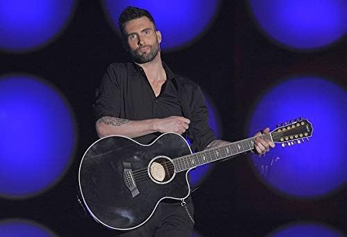 Maroon 5 Sugar Adam Levine потпиша автограмирана црна целосна големина акустична гитара лоа