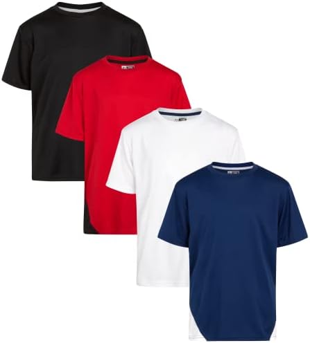 Активни маици на RBX Boys-4 пакувања Атлетски перформанси со кратки ракави за спортски тимови