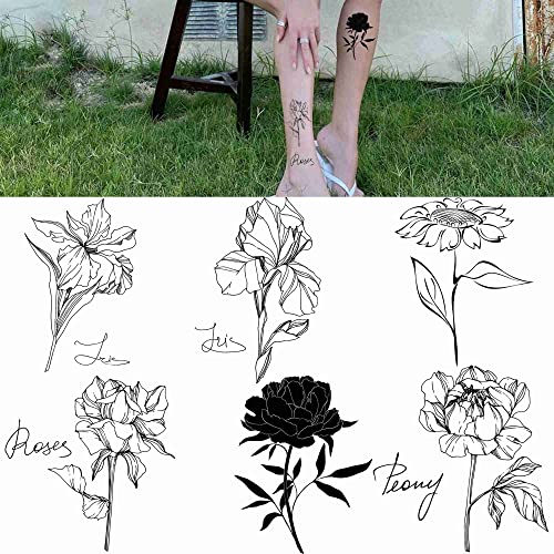 6 Листови Привремена Тетоважа Жени Возрасни Цвет Девојка Партија Фаворизира Роза Тело Лице Ракав Лажни Тетоважи