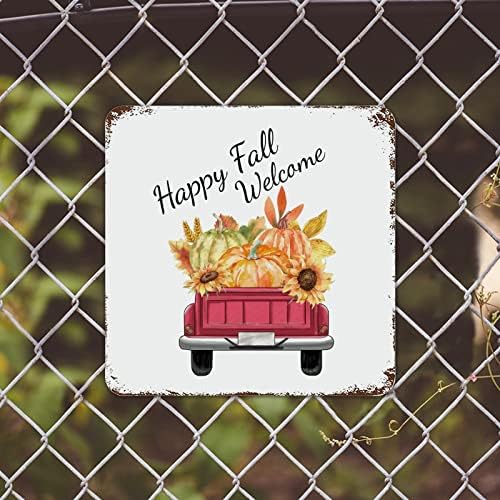 Ретро есен висин знак црвен фарма камион метал знак тиква сончоглед јавор од лисја лимен знак Денот на благодарноста подарок