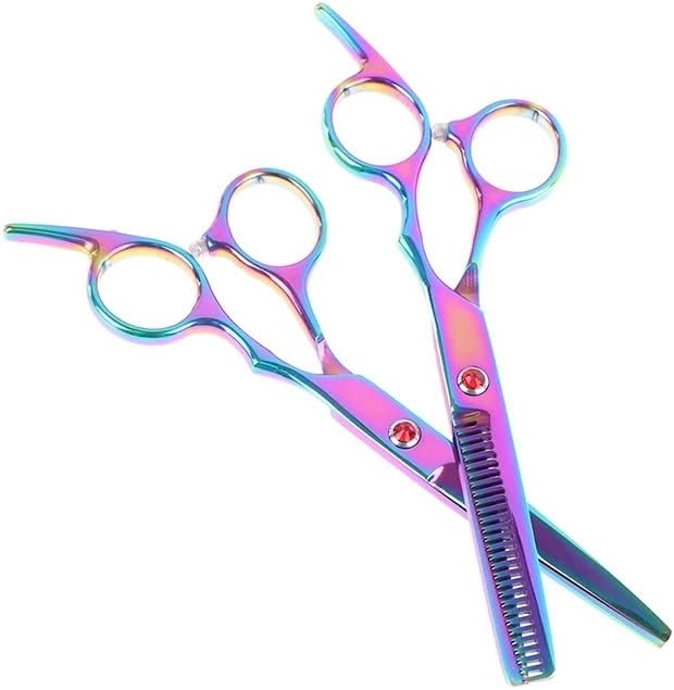 N/A 2styles 6inch Rainbow исечени ножици за коса, слабеат бербер ножици за фризерски ножици за алатка за нега на коса