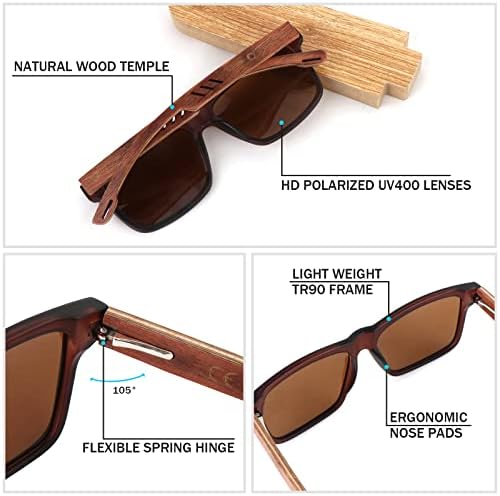 Дрвени Очила за Сонце За Мажи И Жени Гроздобер Поларизирани Леќи Ув Заштита Бамбус Дрвени Очила За Сонце