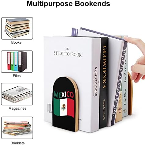 Знаме На Мексико Дрвени Книжарници Штандови За Книги Што Не Се Лизгаат Крај На Книгата Поддржува Полици За Книги Полици Декор 1 Пар