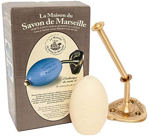 Savon de Marseille - држач за сапун со монтиран wallид - Трајна финиш од месинг - со 270 грам француски сапун - мирис на механика