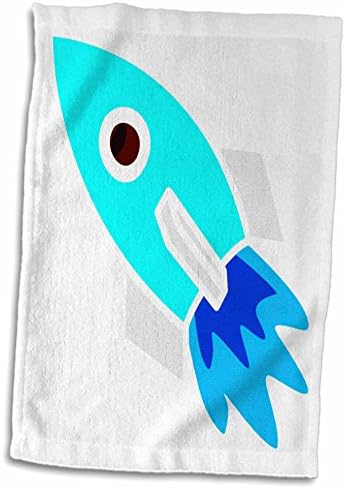 3drose Florene Childrens Art - Тиркизна ракета на бела - крпи