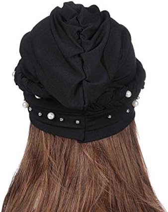 Vенска женска турбанска капа, брада бисер плетенка турбан глава за завиткување на главата, маглата, хемо -капачето капаче за глава,
