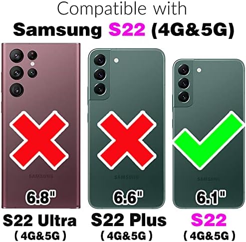 Asuwish Телефон Случај За Samsung Galaxy S22 5G Паричник Отстранлив Капак Со Калено Стакло Заштитник На Екранот И Кожа Флип Кредитна Картичка