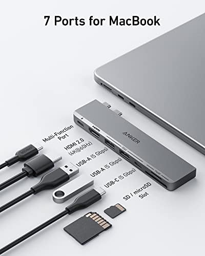 ANKER USB C Центар За MacBook, ANKER 547 USB-C Центар, Компатибилен со THUNDERBOLT 4 USB C Порта, 4K HDMI, USB C и 2 USB Порти
