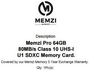 MEMZI PRO 64gb Класа 10 80MB/s Sdxc Мемориска Картичка За Никон Coolpix A1000, P1000, B700, B600, B500, W300, W150, W100 Дигитални Камери