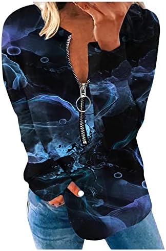 Womenените четвртина патенти џемпери вратоврска-обоена starвездена печатење на небото плус маици со големина модерни за тинејџери