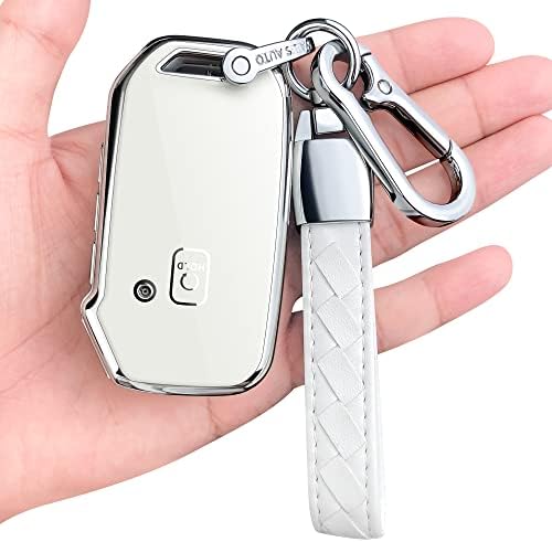 Синдеда за Kia Key Fob Cover, со заштитник на кожен заштитник на клуч, компатибилен со Cerato CEED Forte Niro Sorento Seltos