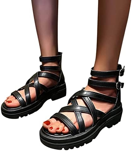 Жени облечени сандали летни сандали плажа дебело дно и чевли мода peep летно дно пети жени пролетни обични римски меки женски сандали