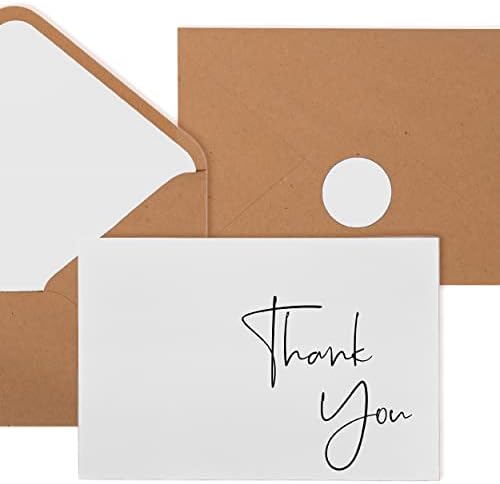 VNS Креации 100 пакет Ви Благодариме Картички со коверти &засилувач; Налепници-Елегантен 4x6 Празно ви Благодариме Картички