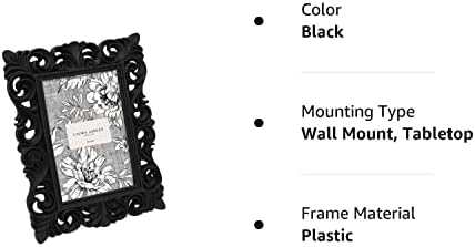 Лора Ешли 4х6 Црна гроздобер инспирирана смола за смола Дизајн на слика со тенка граница, хоризонтална и вертикална за приказ на таблети