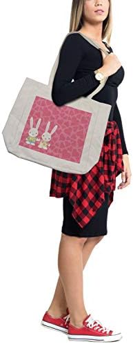 Торба за купување торба за зајаче Амбесон, шема на тема на в Valentубените со срца и романтични двојки во облека, еколошка торба за еднократна