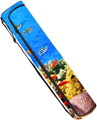 Риби корали 3Д подводни светски јога-мат торби со целосна зип торба за носење жени за жени, вежбање јога мат носач со прилагодлива лента