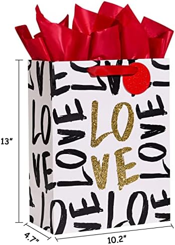 SunColor 13 Голема торба за подароци со хартија за ткиво за ден на вinesубените/роденден/ден на мајка/ден на татко и повеќе