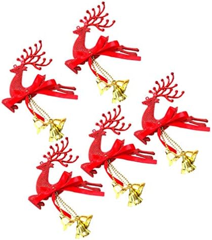Среќнајами 5 парчиња ирваси елка што висат украси со bellвонче за Божиќ, што виси украс со bellвонче на сјајот ingвонче за украсување